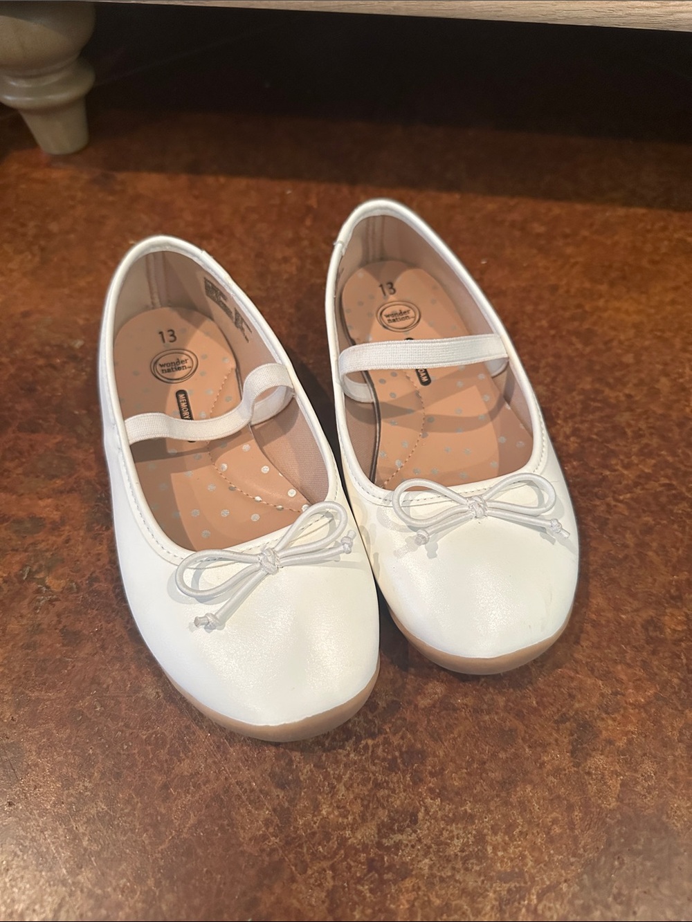 wonder nation White Girls Flats with Bow Accent